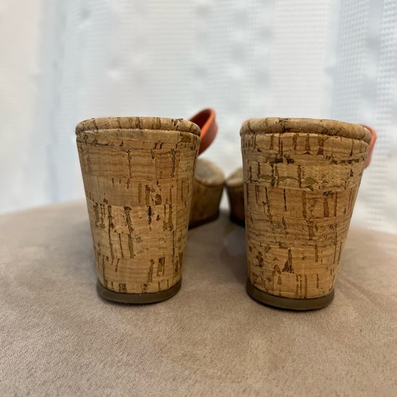 Tory Burch orange leather cork wedge sandals from size 7 great - Picture 6 of 8